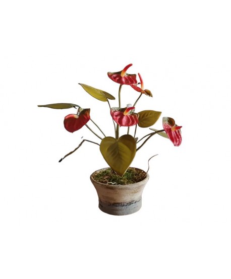 Maceta artificial anthurium d.15cm Alt.45cm rojo