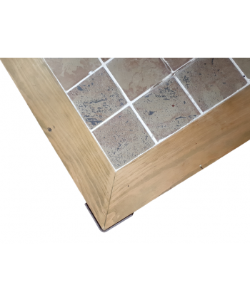 Mesa centro 60x60x45cm madera pino envejecido azulejo arena