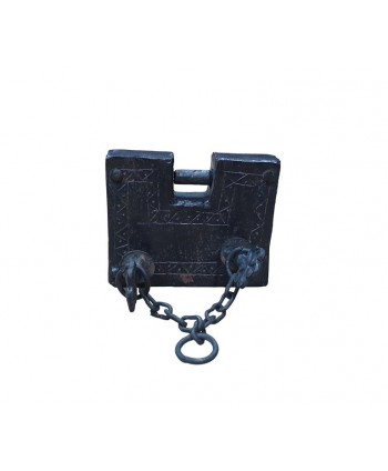 Candado hierro negro oxidado c/llave rectangular 11x8 5x3cm 