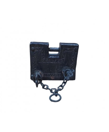 Candado hierro negro oxidado c/llave rectangular 11x8,5x3cm 