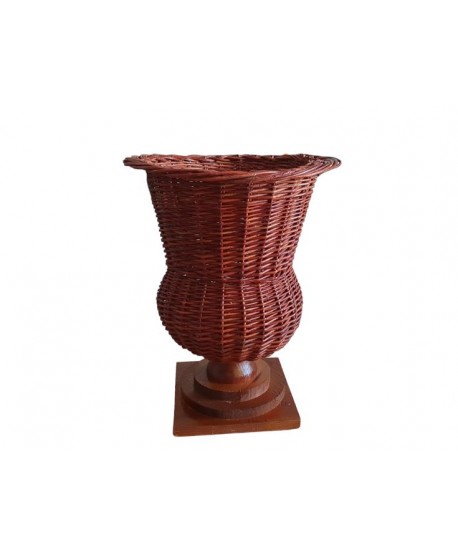Copa pedestal mimbre rústica pie madera d.33cm Alt.41cm
