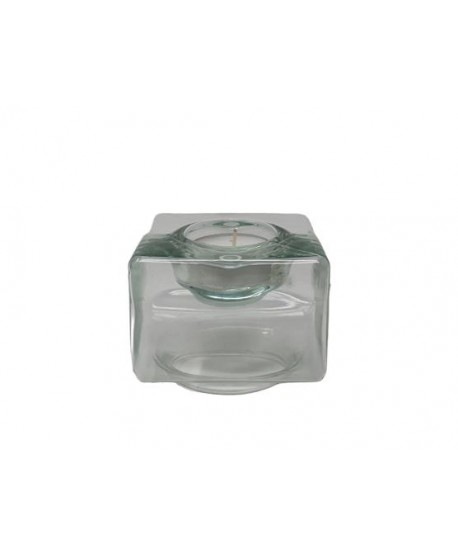 Portavela cristal c/vela flotante cuadrado 8,5x8,5x7,5cm versus