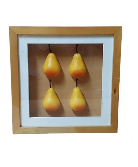 Cuadro vitrina frutas 4 peras amarillas med. 25x25