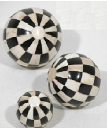 Bola decoración hueso antiguo blanca/negra d 7 5cm
