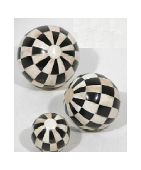 Bola decoración hueso antiguo blanca/negra d.7,5cm