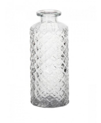 Florero mini cristal reciclado tallado Alt 13 2cm x d 5 2cm boca d 2cm transparente