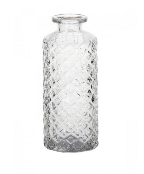 Florero mini cristal reciclado tallado Alt.13,2cm x d.5,2cm boca d.2cm transparente