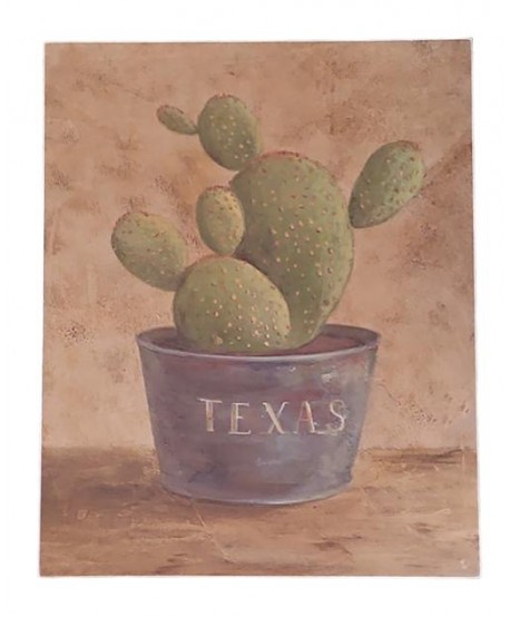 Cuadro tabla lámina 20x25cm cactus Texas