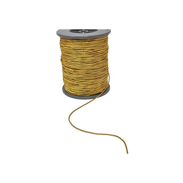 Rollo cordón liso elástico 2mm 100mt dorado