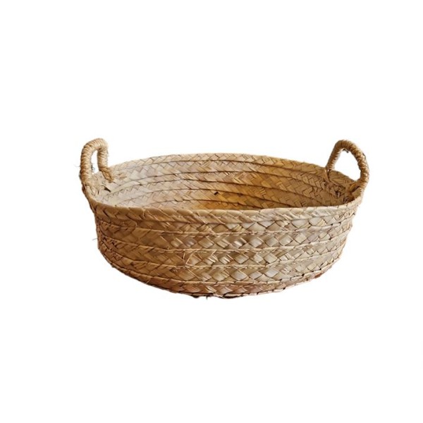 Cesta redonda 2 asas palma natural d.25cm Alt.7cm