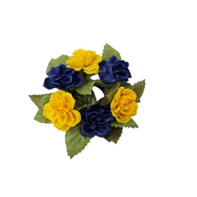 Candel ring o aro para velas rositas x 6 fl  azul/amarillo