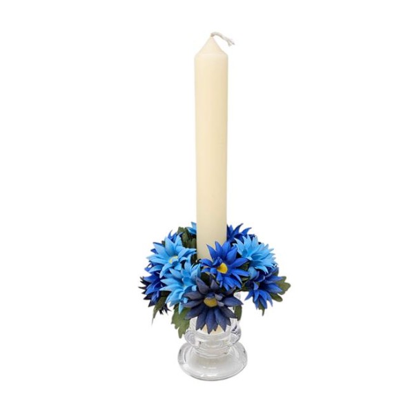 Candel ring o aro para velas margaritas azul