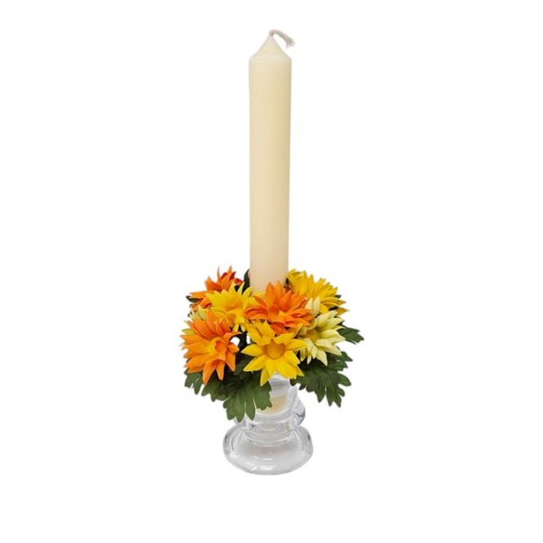 Candel ring o aro para velas margaritas amarillo