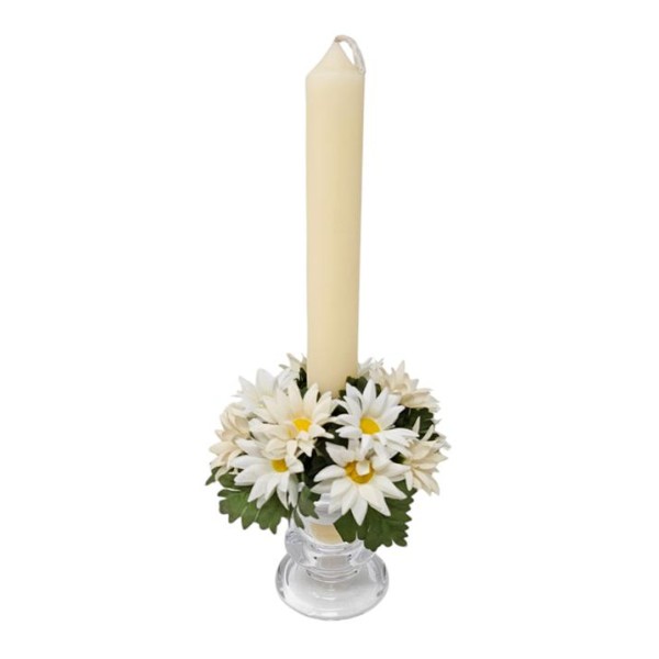 Candel ring o aro para velas margaritas crema