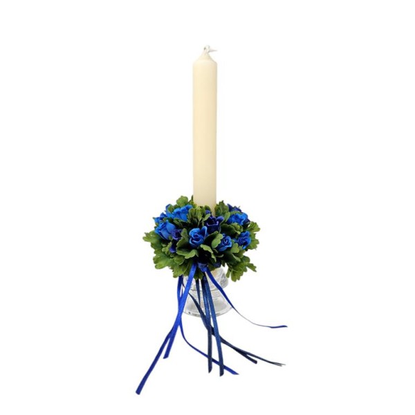 Candel ring o aro para velas rositas azul