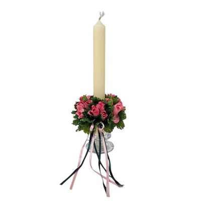 Candel ring o aro para velas rositas fucsia