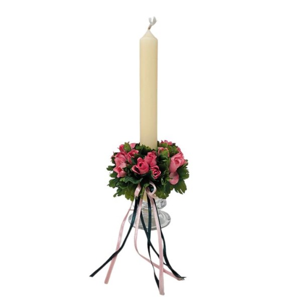 Candel ring o aro para velas rositas fucsia