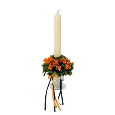 Candel ring o aro para velas rositas naranja