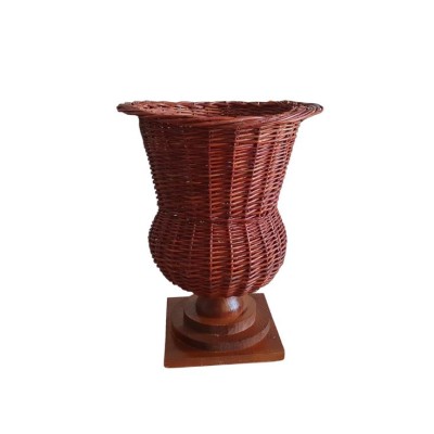 Alquiler pedestal mimbre rústica pie madera d 33cm Alt 41cm