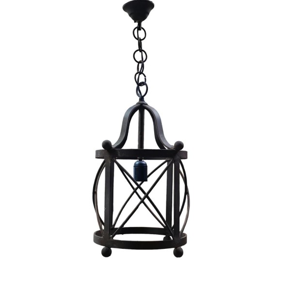 Lámpara techo farol hierro marrón d.25cm Alt.45cm