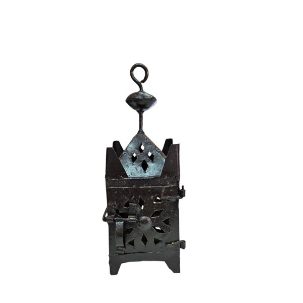 Portavela farol hierro o menara 11x11x31cm