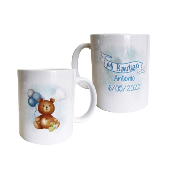 Taza bautizo personalizable 9 x 8cm niño