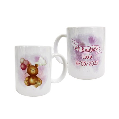 Taza bautizo personalizable 9 x 8cm niña