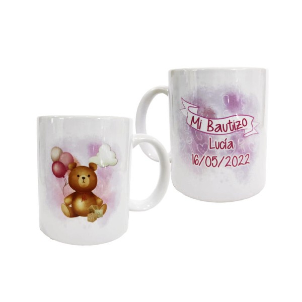 Taza bautizo personalizable 9 x 8cm niña