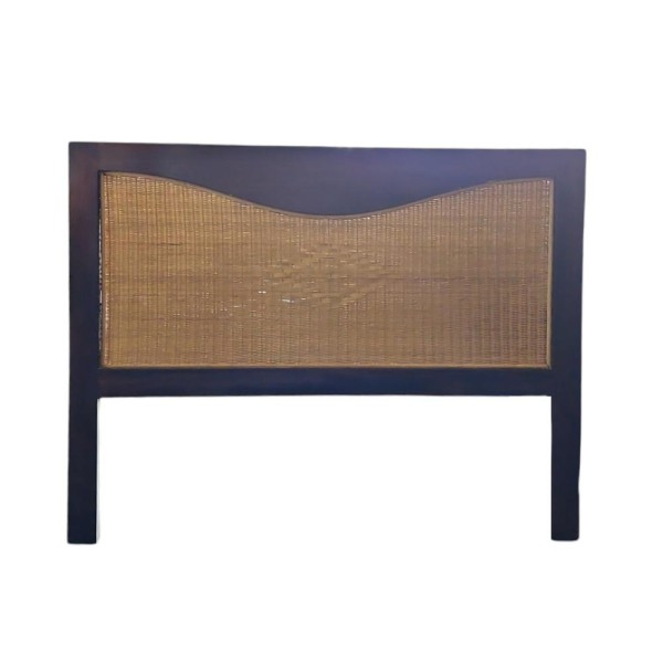 Cabecero cama rattan/madera caoba 114x140x4cm