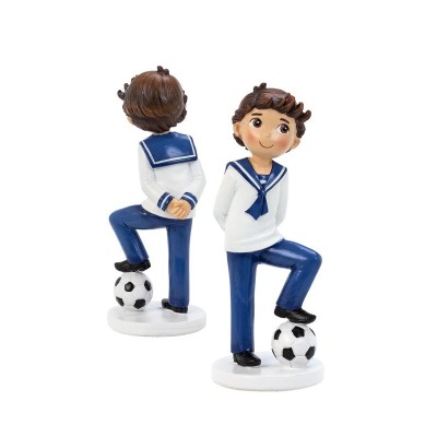 Figura para tarta comunión niño moreno almirante c/balón 17cm