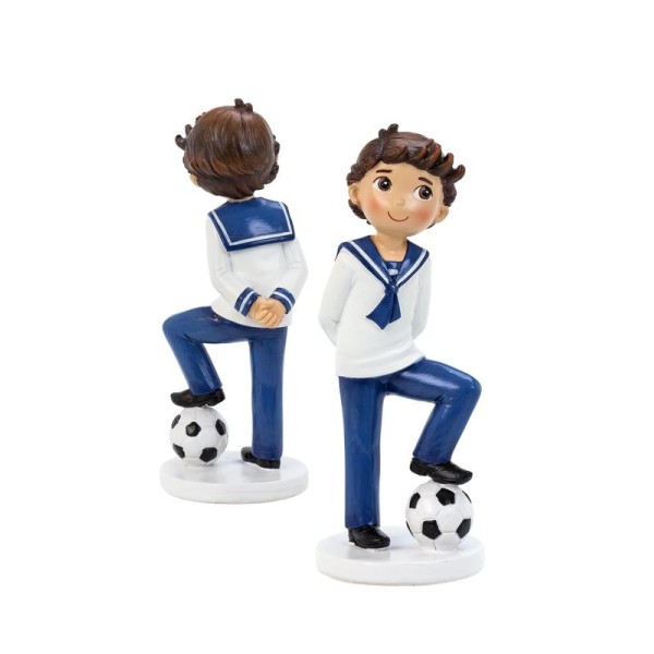 Figura para tarta comunión niño moreno marinero c/balón 17cm
