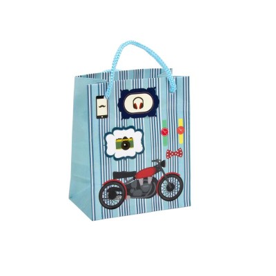 Bolsa papel con motivo moto 8x10x5cm