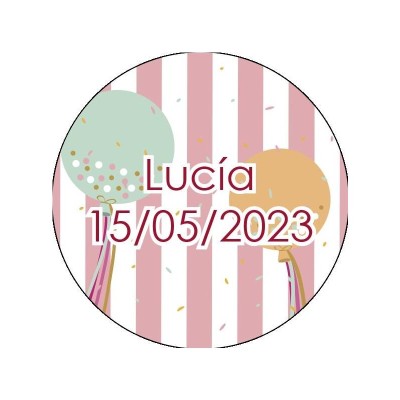 Pliego 35 pegatinas personalizable globos d 3cm