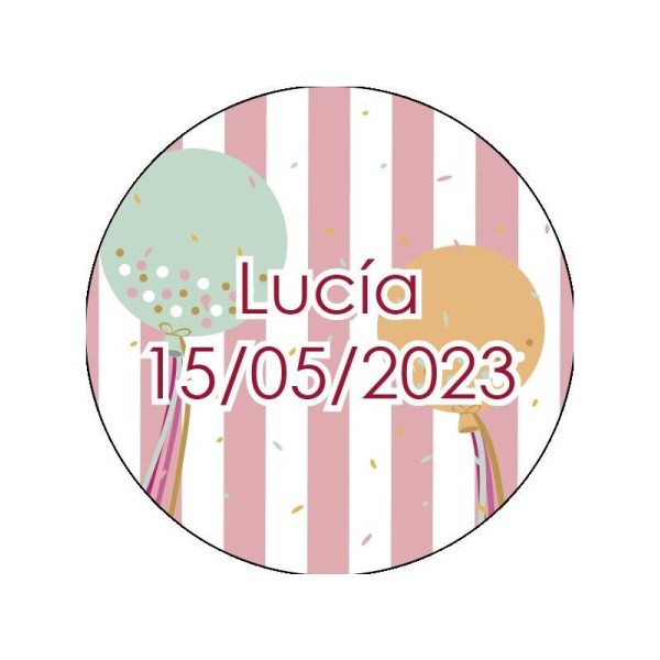 Pliego 35 pegatinas personalizable globos d.3cm