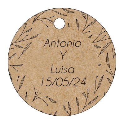 Pliego 20 tarjetas personalizable redonda d 4 2cm Kraft hojas