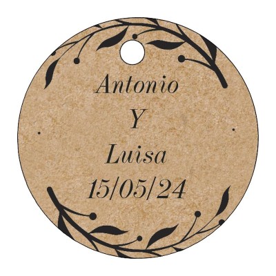 Pliego 20 tarjetas personalizable redonda d 4 2cm Kraft hojas