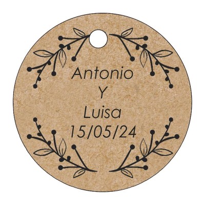 Pliego 20 tarjetas personalizable redonda d 4 2cm Kraft hojas