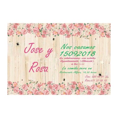 Invitación boda personalizada c/sobre beige papel estucado mate 250gr 12 5 x 18cm