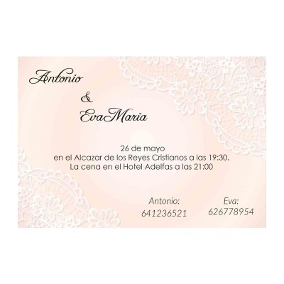 Invitación boda personalizada c/sobre beige papel estucado mate 250gr 12 5 x 18cm