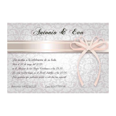 Invitación boda personalizada c/sobre beige papel estucado mate 250gr 12 5 x 18cm