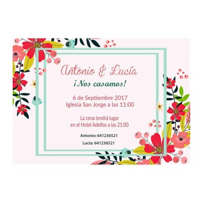 Invitación boda personalizada c/sobre beige papel estucado mate 250gr 12 5 x 18cm