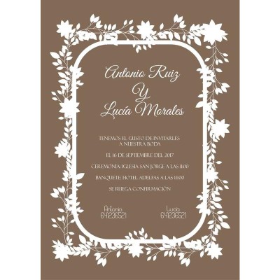 Invitación boda personalizada c/sobre beige papel estucado mate 250gr 18 x 12 5cm