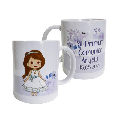 Taza comunión personalizada niña 9 x 8cm