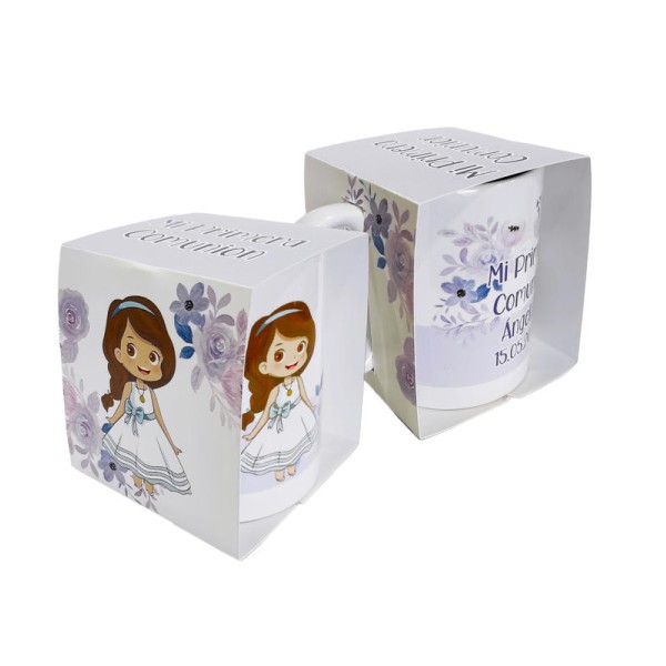 Taza comunión personalizada niña 9 x 8cm c/caja