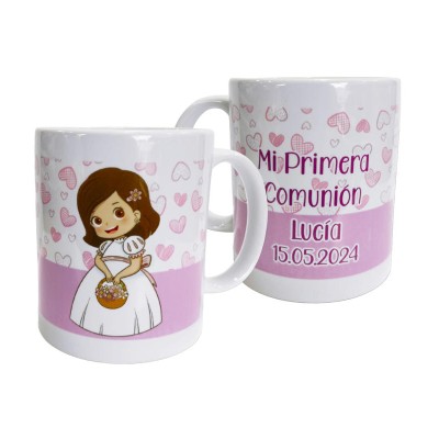 Taza comunión personalizada niña 9 x 8cm