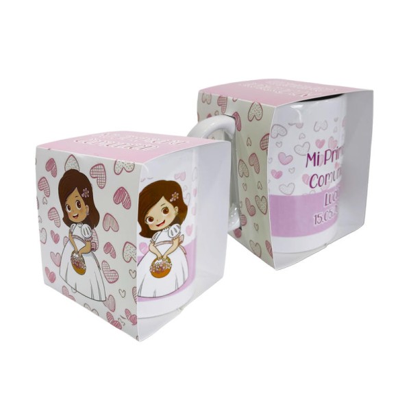 Taza comunión personalizada niña 9 x 8cm c/caja