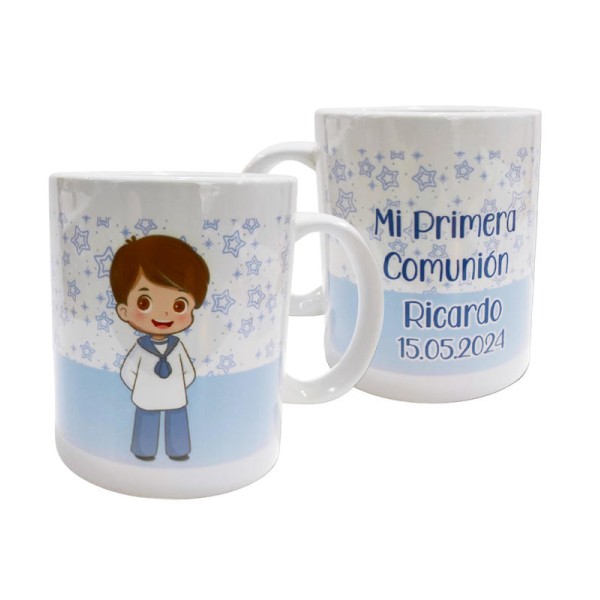 Taza comunión personalizada niño 9 x 8cm