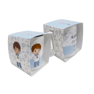 Taza comunión personalizada niño 9 x 8cm c/caja