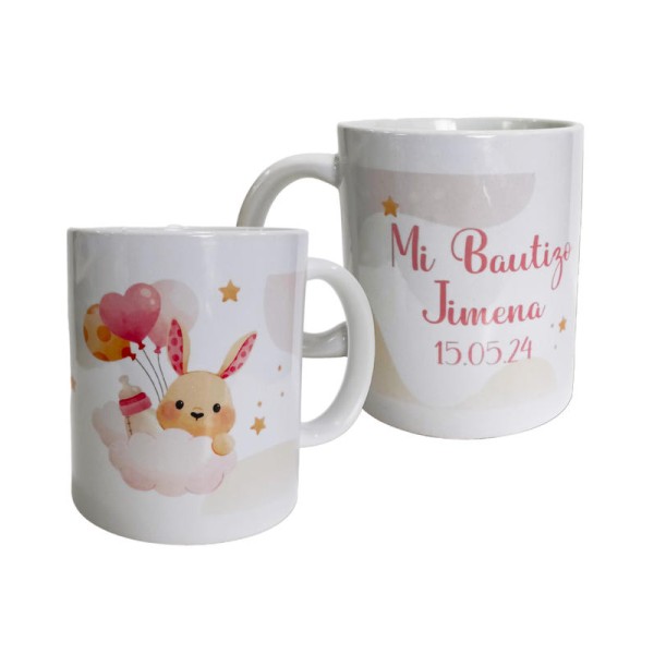 Taza bautizo personalizada niña 9 x 8cm