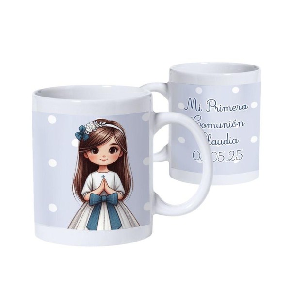 Taza comunión personalizada niña 9 x 8cm